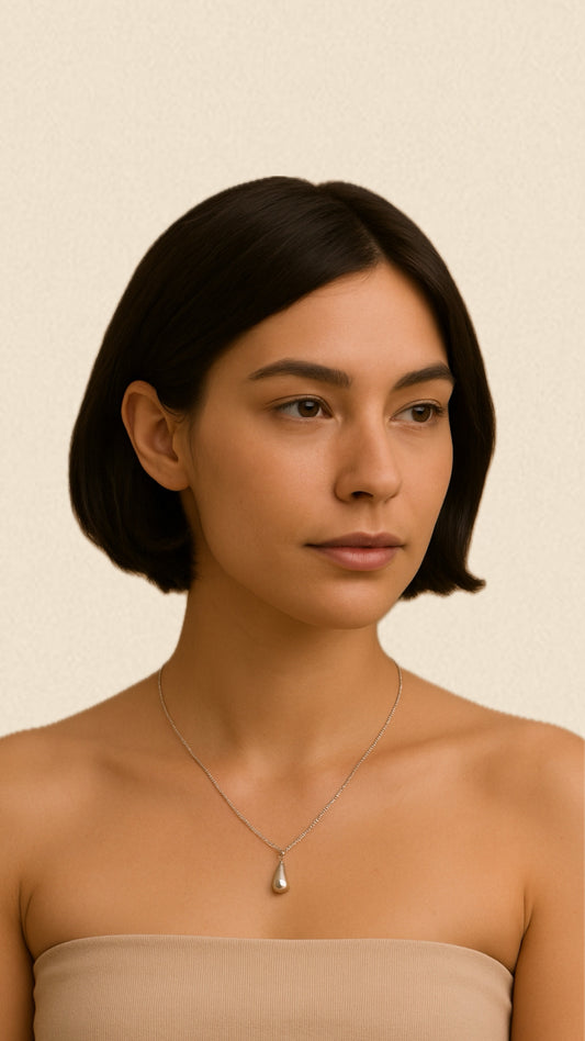 Kette Sterling Silber 925 Tropfen Anhänger